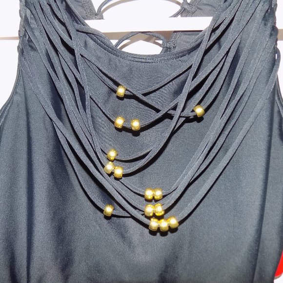 Gossip Black Embellished Swim Tank Size L NWT - Picture 3 of 8